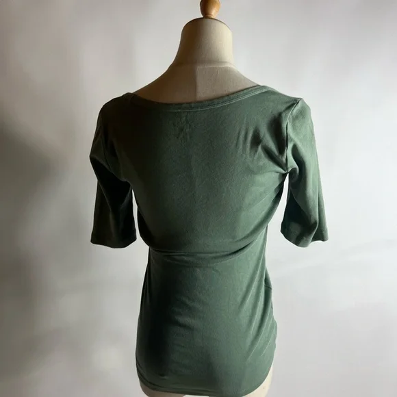 J. CREW Perfect Fit Square Neck Half Sleeve Knit Top Olive Womens Small - Picture 3 of 6
